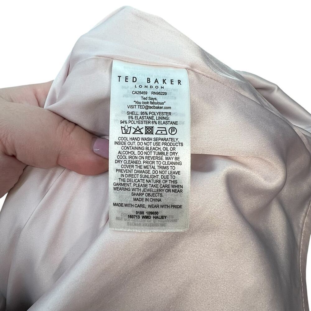 Ted Baker Haliey‎ Everglade Dress Pale Pink Floral Print Size 2 US 6 - Picture 15 of 15